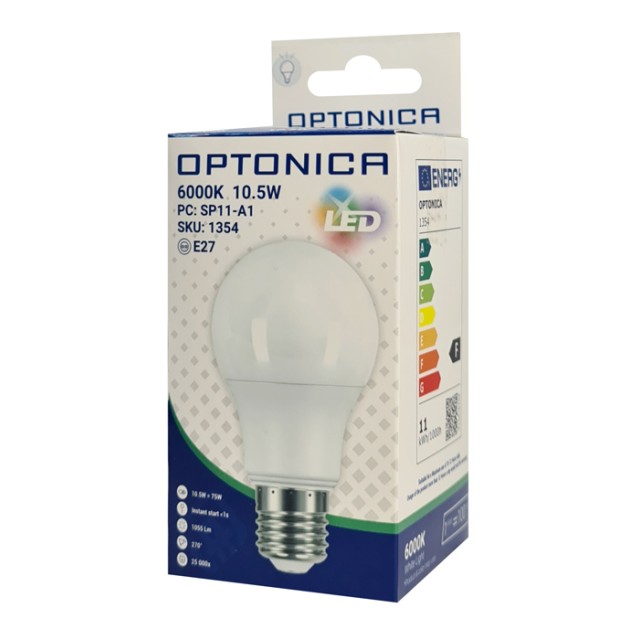 OPTONICA LED λάμπα A60 1354, 10.5W, 6000K, E27, 1055lm