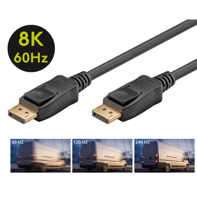 GOOBAY καλώδιο DisplayPort 61697, 8K/60Hz, 32.4 Gbit/s, 2m, μαύρο