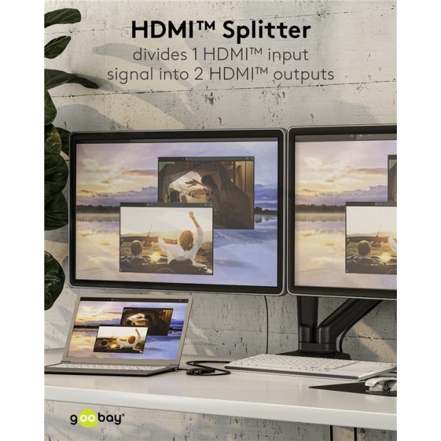 GOOBAY HDMI splitter 58480, 2 σε 1, 4K/30Hz, μαύρο