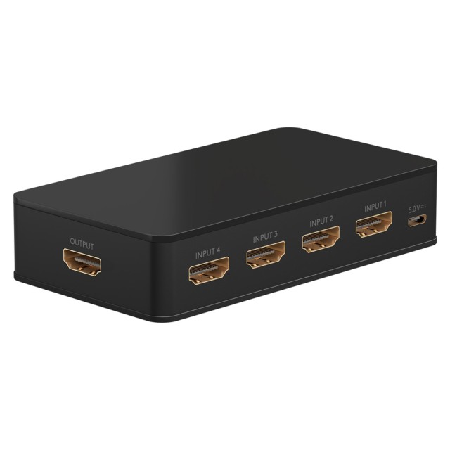 GOOBAY HDMI switch 58489 με τηλεχειριστήριο, 4 σε 1, 4K/60Hz, μαύρο