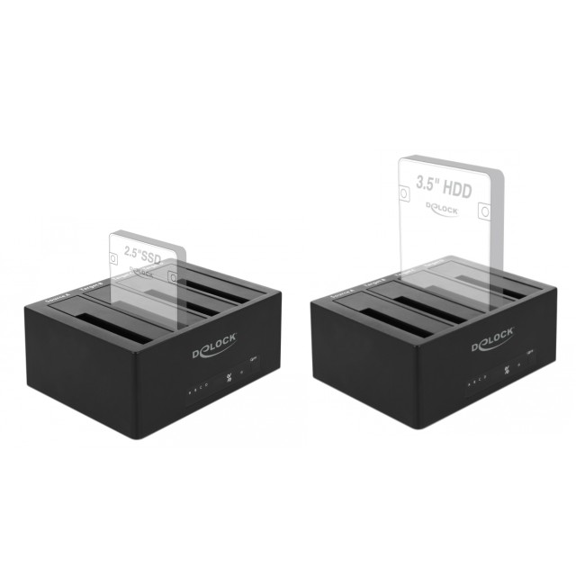 DELOCK docking station 64063, clone function, 4x HDD/SSD 6Gb/s, μαύρο