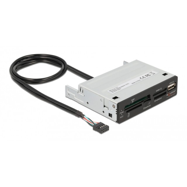 DELOCK USB 9-pin card reader 91708, CF/SD/XD/MS/Micro SD/USB, 3.5" bay