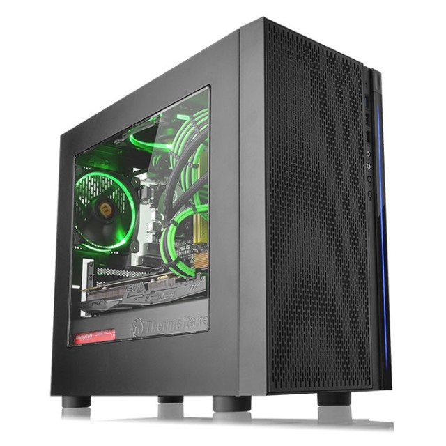 THERMALTAKE PC case micro tower Versa H18, 398x205x439mm, 1x fan, μαύρο