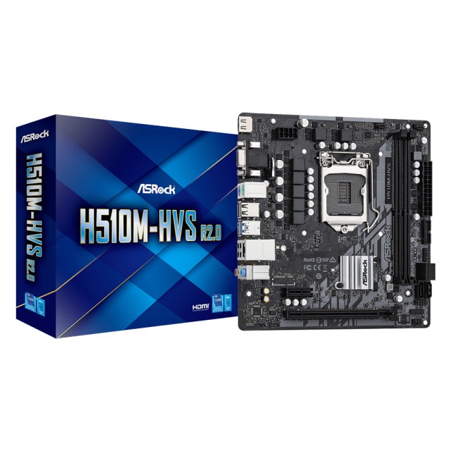 ASROCK μητρική H510M-HVS R.2, 2x DDR4, s1200, USB 3.2, mATX