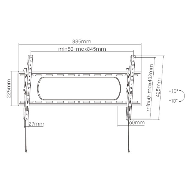 BRATECK επιτοίχια βάση LP73-48T για τηλεόραση 43"-90", έως 80kg