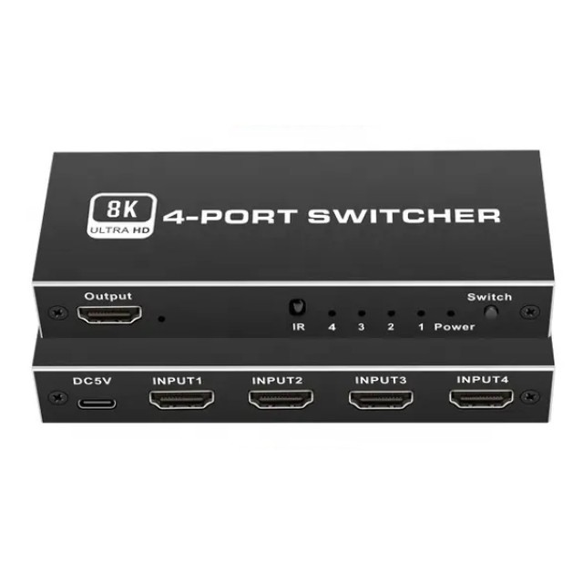 HDMI switch CAB-H149 με τηλεχειριστήριο, 4 σε 1, 8K/60Hz, μαύρο