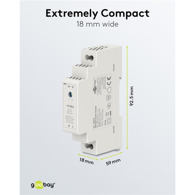 GOOBAY τροφοδοτικό 59574 για DIN rail, 5V/2.4A, 12W, IP20