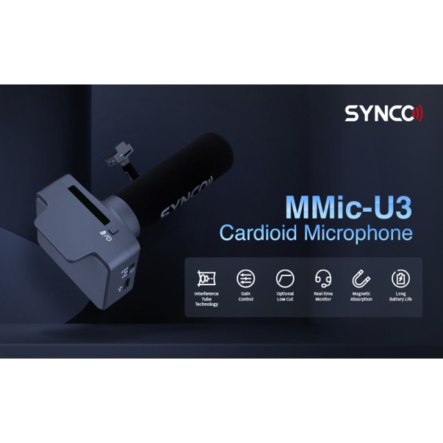 SYNCO μικρόφωνο SY-U3-MMIC με μαγνήτη, δυναμικό, καρδιοειδές, USB, μαύρο