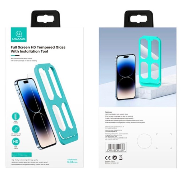 USAMS tempered glass με kit τοποθέτησης για iPhone 14 Pro Max