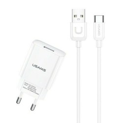 USAMS φορτιστής τοίχου T21OCTC01 με καλώδιο USB-C, USB 2.1A, λευκός