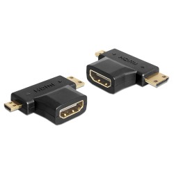 DELOCK αντάπτορας HDMI σε HDMI mini & micro 65446, gold plated, μαύρος