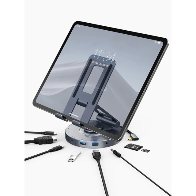 CABLETIME docking station CT-HUBC8-AG με βάση tablet, 8 θυρών, γκρι