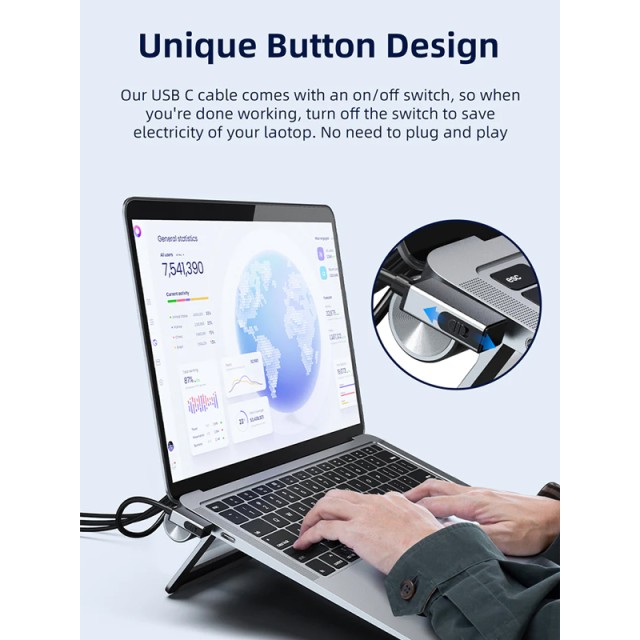 CABLETIME docking station CT-HUBS7-AG με βάση laptop, 8 θυρών, γκρι