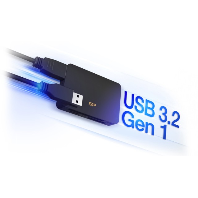 SILICON POWER card reader U3 για SD/microSD/MMC/CF/MS, USB 3.2, μαύρο