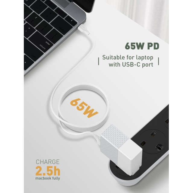 LDNIO καλώδιο USB-C σε USB-C LC121C, 65W PD, 1m, λευκό