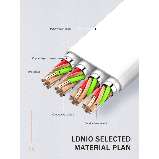 LDNIO καλώδιο Lightning σε USB-C LC132I, 30W PD, 2m, λευκό