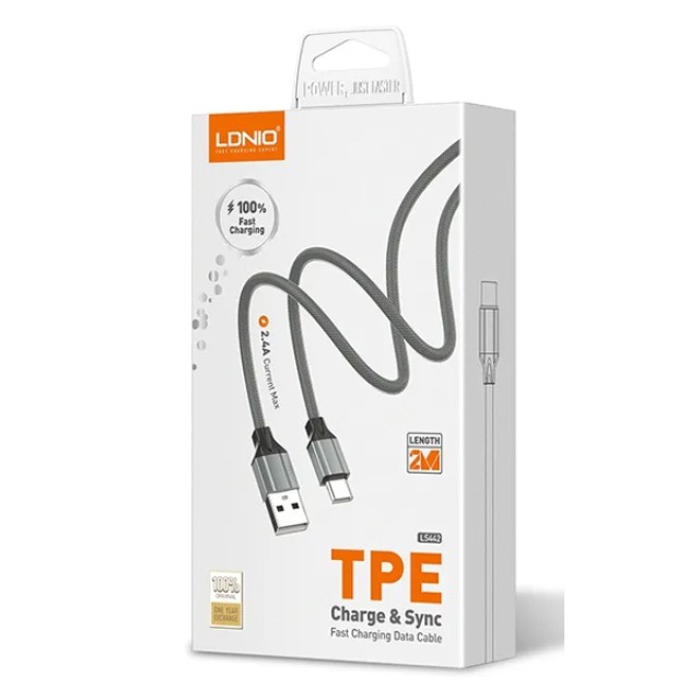 LDNIO καλώδιο USB-C σε USB LS442, 12W, 2m, γκρι