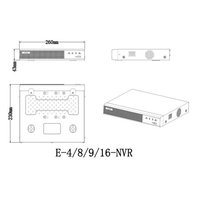 LONGSE NVR καταγραφικό NVR3009E1, 4K, H.265/H.264, 9 κανάλια