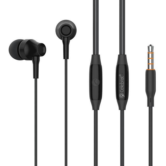 CELEBRAT earphones με μικρόφωνο G25, 3.5mm σύνδεση, Φ10mm, 1.2m, μαύρα