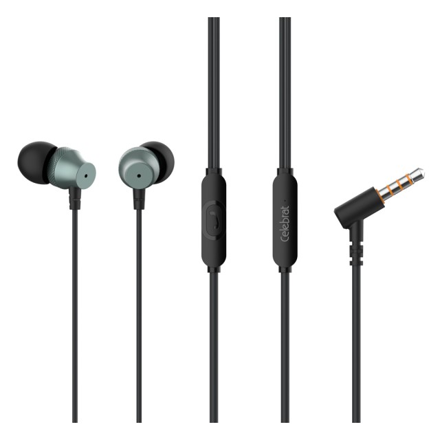 CELEBRAT earphones με μικρόφωνο D11, 3.5mm σύνδεση, Φ10mm, 1.2m, μαύρα