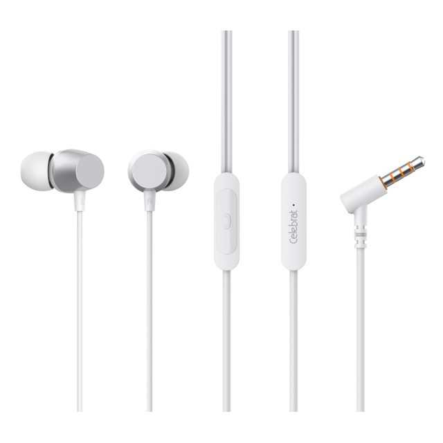 CELEBRAT earphones με μικρόφωνο D10, 3.5mm σύνδεση, Φ10mm, 1.2m, λευκά