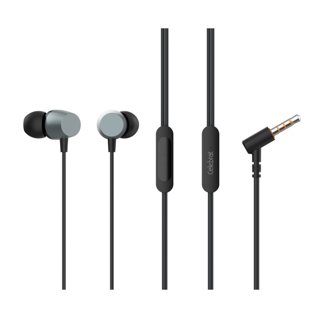 CELEBRAT earphones με μικρόφωνο D10, 3.5mm σύνδεση, Φ10mm, 1.2m, μαύρα