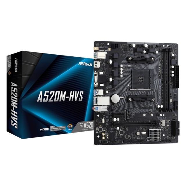 ASROCK μητρική A520M-HVS, 2x DDR4, AM4, USB 3.2, mATX