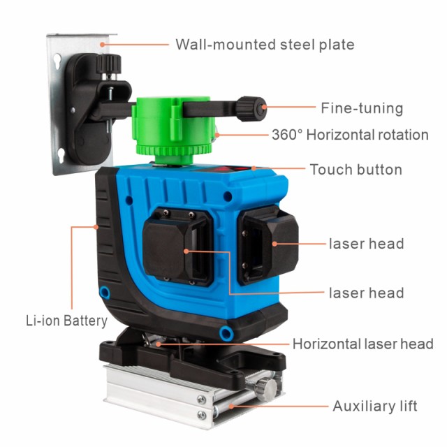 NOYAFA γραμμικό αλφάδι laser NF-112G, με πράσινη δέσμη 12 ακτίνων 3D