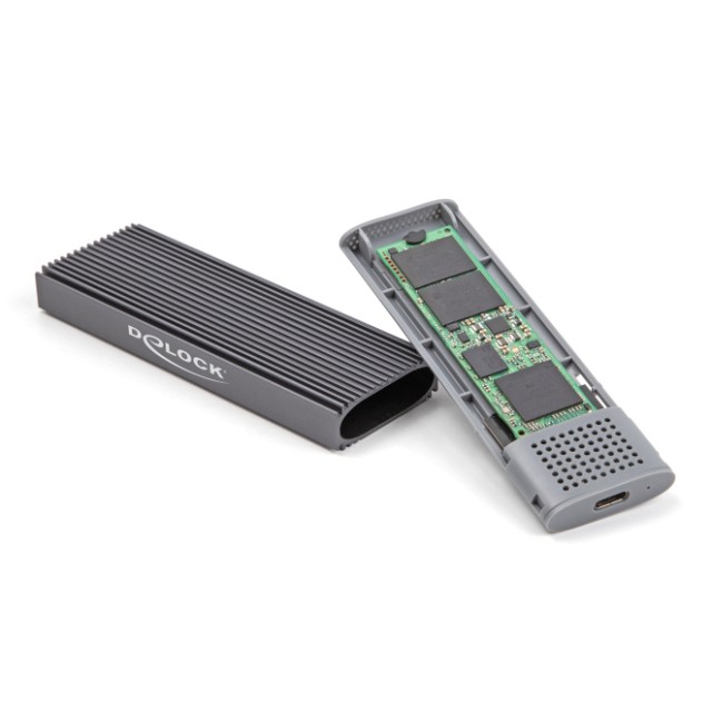 DELOCK θήκη για M.2 NVMe PCIe/SATA SSD 42019, tool free, 10Gbps, μαύρη