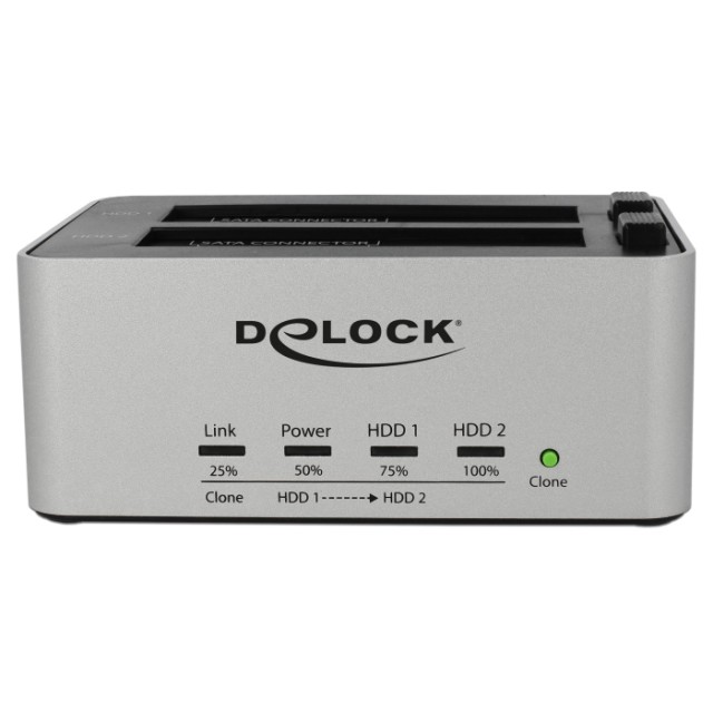 DELOCK docking station 63991, clone function, 2x 2.5/3.5" SSD/HDD, 5Gbps