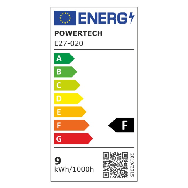 POWERTECH LED λάμπα E27-020, 9W, 4000K, E27, 820lm