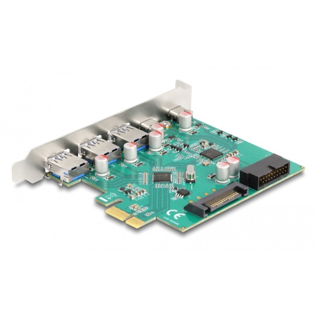 DELOCK κάρτα επέκτασης PCIe x1 σε 3x USB/2x USB-C/19-pin 90109, 5Gbps