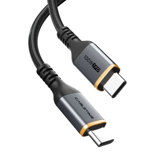 CABLETIME καλώδιο USB-C CT-CM100, 100W PD, 2m, μαύρο