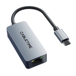 CABLETIME αντάπτορας δικτύου CT-CML2500, USB-C, 2.5Gbps Ethernet, γκρι