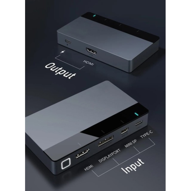 CABLETIME multi-port switch CT-PS41-GB1 σε HDMI, 4 σε 1, 4K/60Hz, γκρι