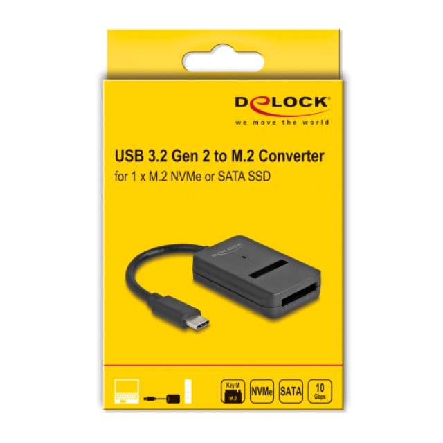 DELOCK αντάπτορας USB-C σε M.2 NVMe PCIe/SATA SSD 64198, 10Gbps