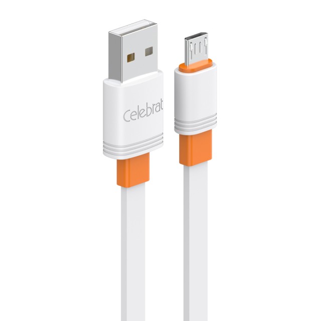 CELEBRAT καλώδιο micro USB σε USB CB-33M, flat, 10.5W, 1m, λευκό