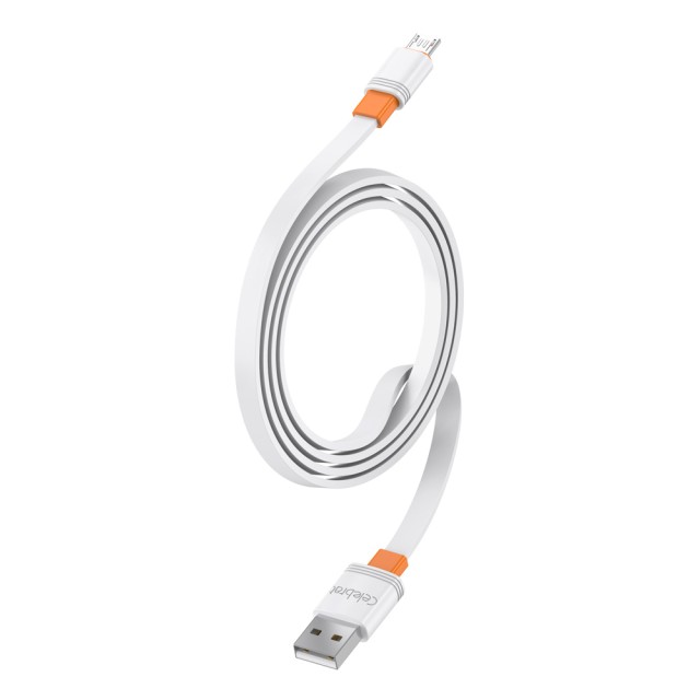 CELEBRAT καλώδιο micro USB σε USB CB-33M, flat, 10.5W, 1m, λευκό