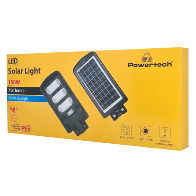 POWERTECH LED ηλιακός προβολέας HLL-0127 χειριστήριο, PIR 150W, 10000mAh