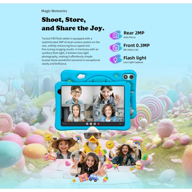 TECLAST tablet P85T Kids, 8" HD, 4/64GB, Android 14, 5000mAh, μπλε