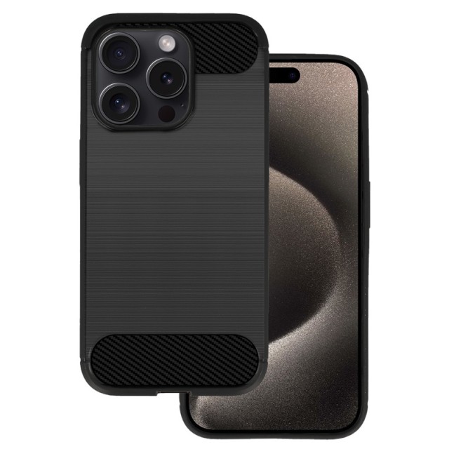 POWERTECH θήκη Carbon MOB-1929 για iPhone 15 Pro, μαύρη