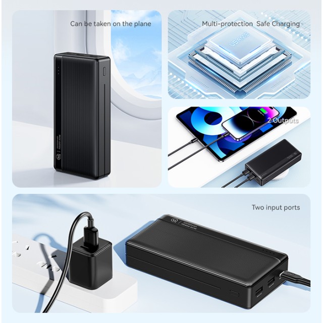 USAMS power bank US-CD205, 2x USB θύρες εξόδου, 10000mAh, 10W, λευκό