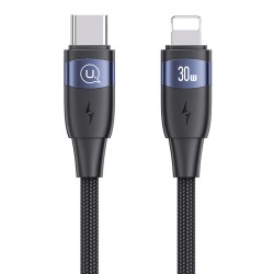 USAMS καλώδιο Lightning σε USB-C US-SJ634, 30W PD, 1.2m, μαύρο