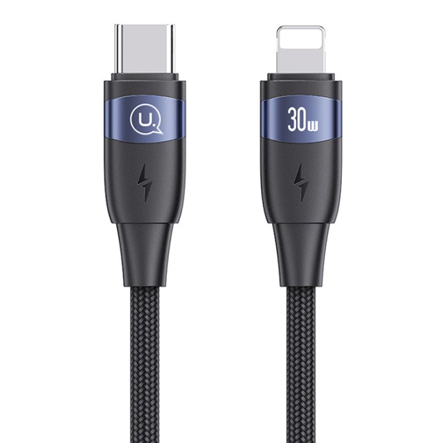 USAMS καλώδιο Lightning σε USB-C US-SJ634, 30W PD, 1.2m, μαύρο