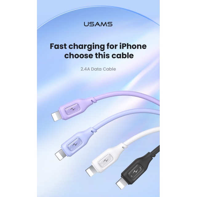 USAMS καλώδιο Lightning σε USB US-SJ618, 12W, 1m, μαύρο