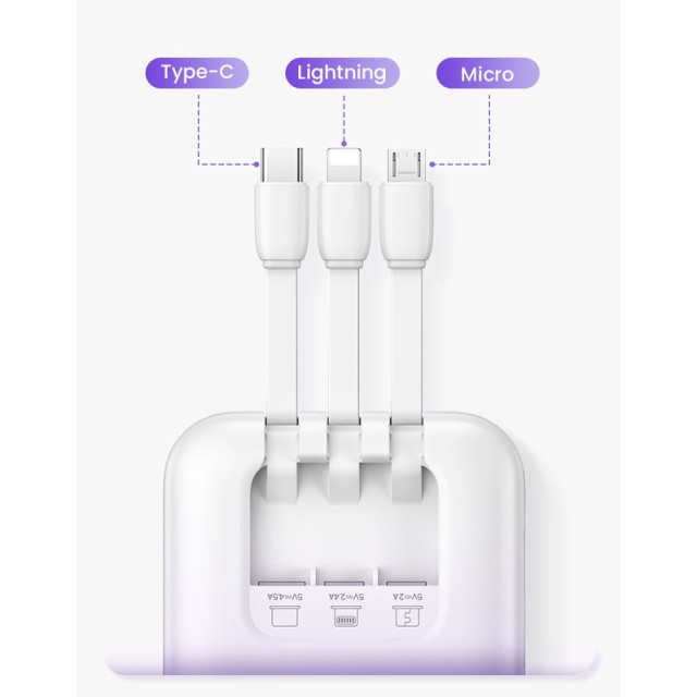 USAMS power bank US-CD193 με καλώδια, 5x έξοδοι, 10000mAh, 20W, μαύρο