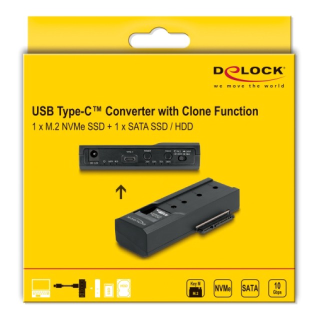 DELOCK docking station 64252 για M.2 NVMe/SATA SSD & HDD, clone function