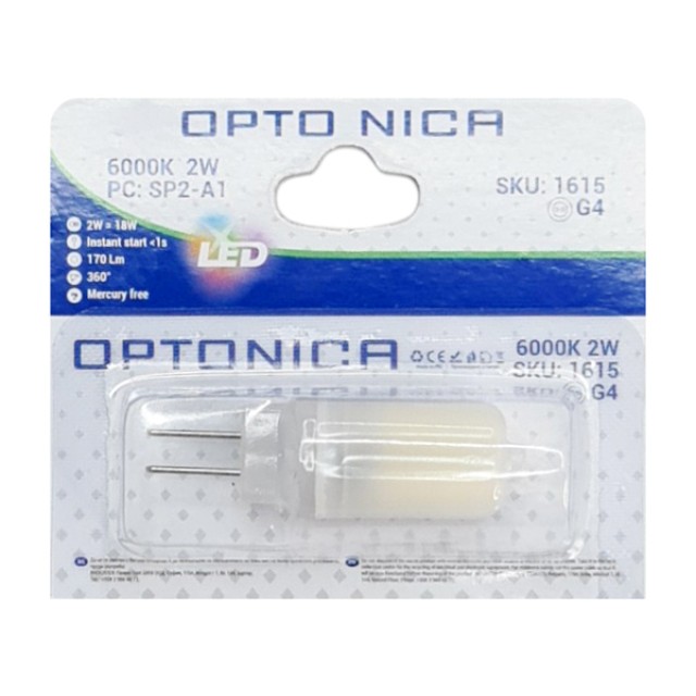 OPTONICA LED λάμπα 1615, 2W, 6000K, 170lm, G4