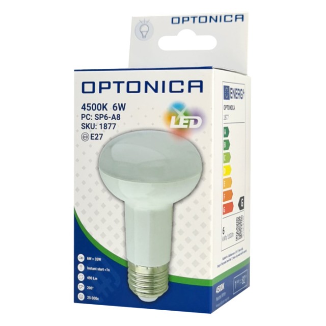 OPTONICA LED λάμπα R63 1877, 6W, 4500K, E27, 480lm