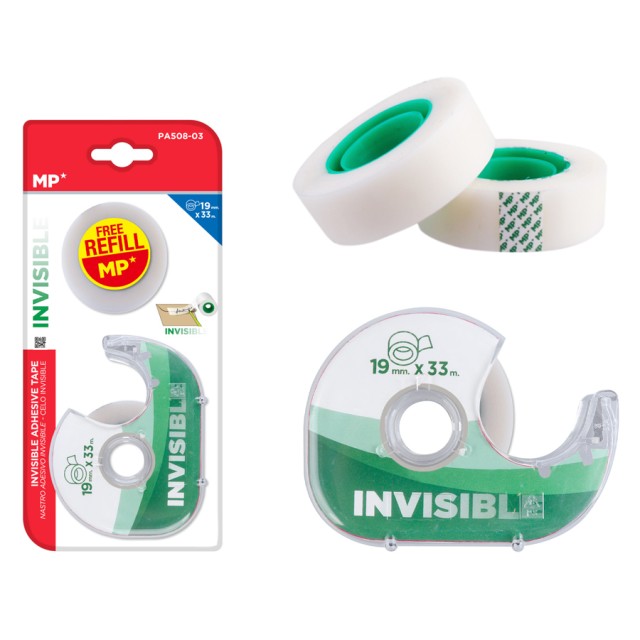 MP βάση και κολλητική ταινία Invisible PA508-03, 19mm, 33m, διάφανη MP βάση και κολλητική ταινία Invisible PA508-03, 19mm, 33m, διάφανη